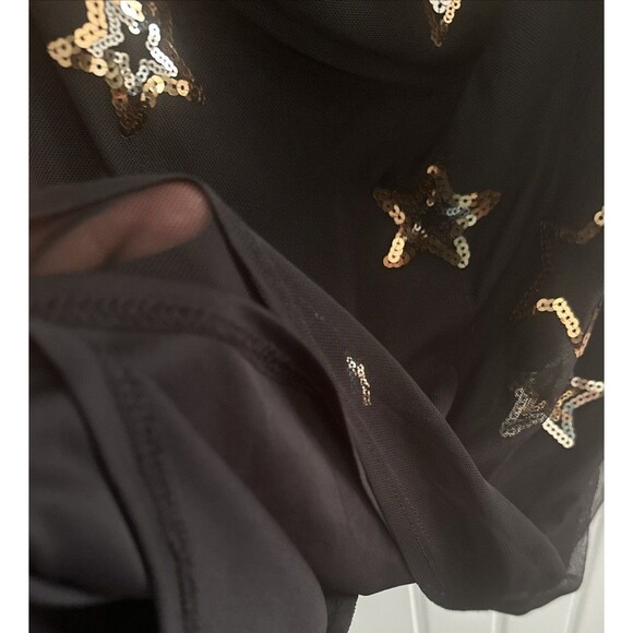 Vince Camuto Women's Sequined Stars Mesh Bodycon Dress Cocktail Party Black 10 - Picture 7 of 12